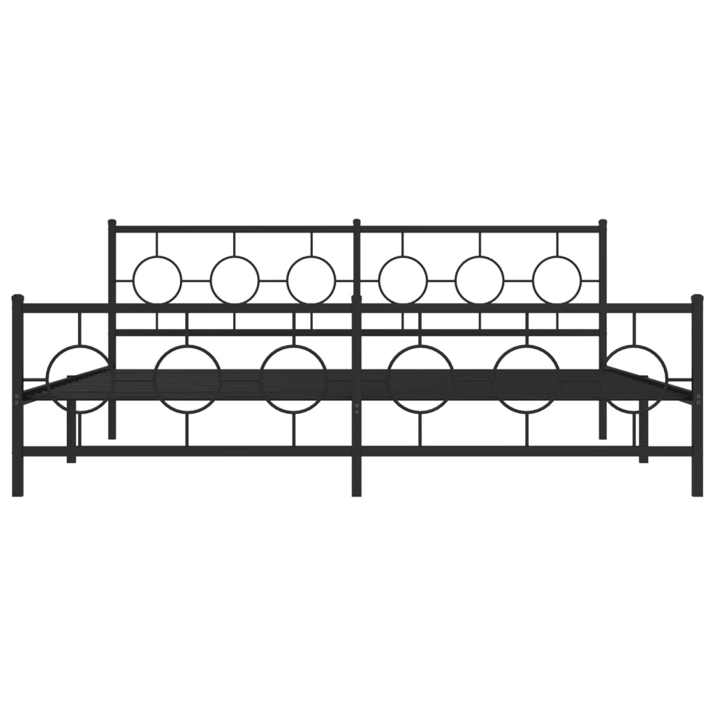 Metal Bed Frame without Mattress with Footboard Black 200x200cm
