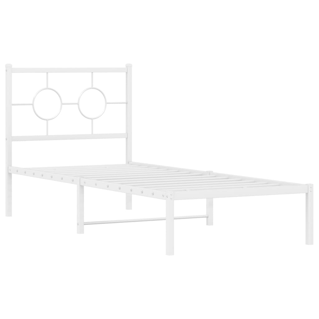 Metal Bed Frame without Mattress with Headboard White 80x200cm