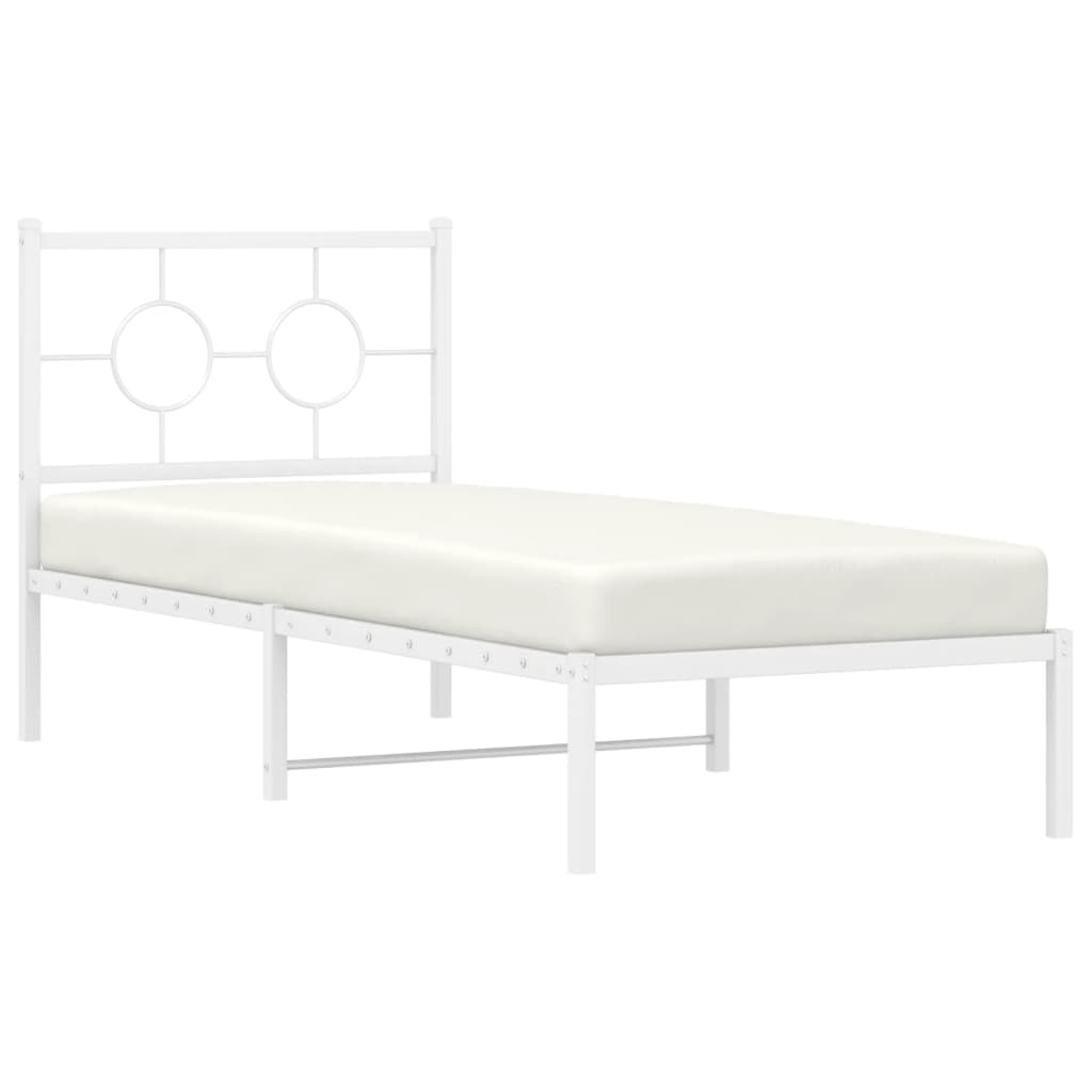 Metal Bed Frame without Mattress with Headboard White 80x200cm