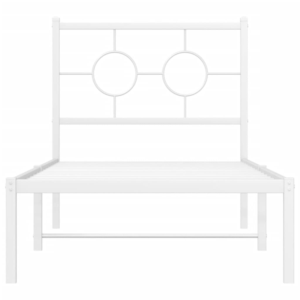 Metal Bed Frame without Mattress with Headboard White 80x200cm