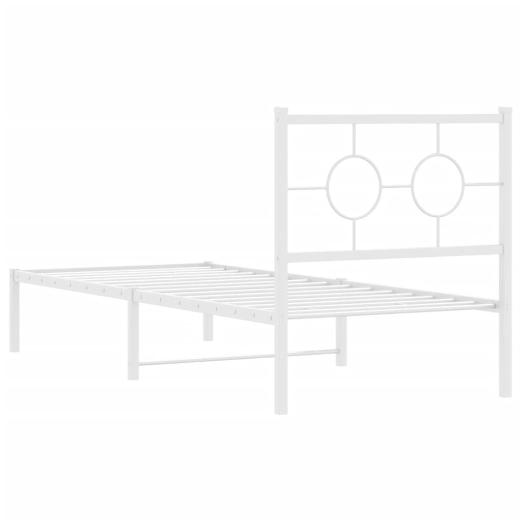Metal Bed Frame without Mattress with Headboard White 80x200cm