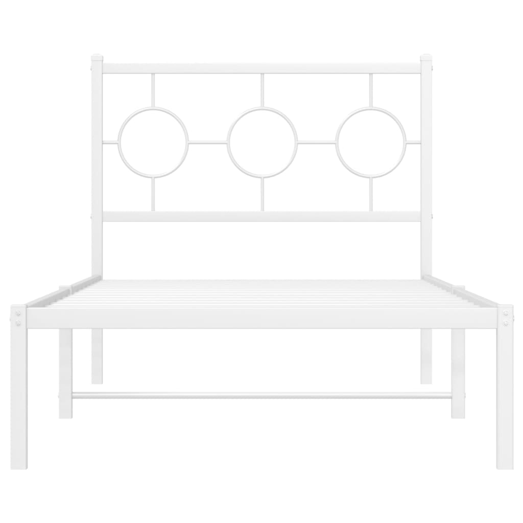 Metal Bed Frame without Mattress with Headboard White 90x200cm