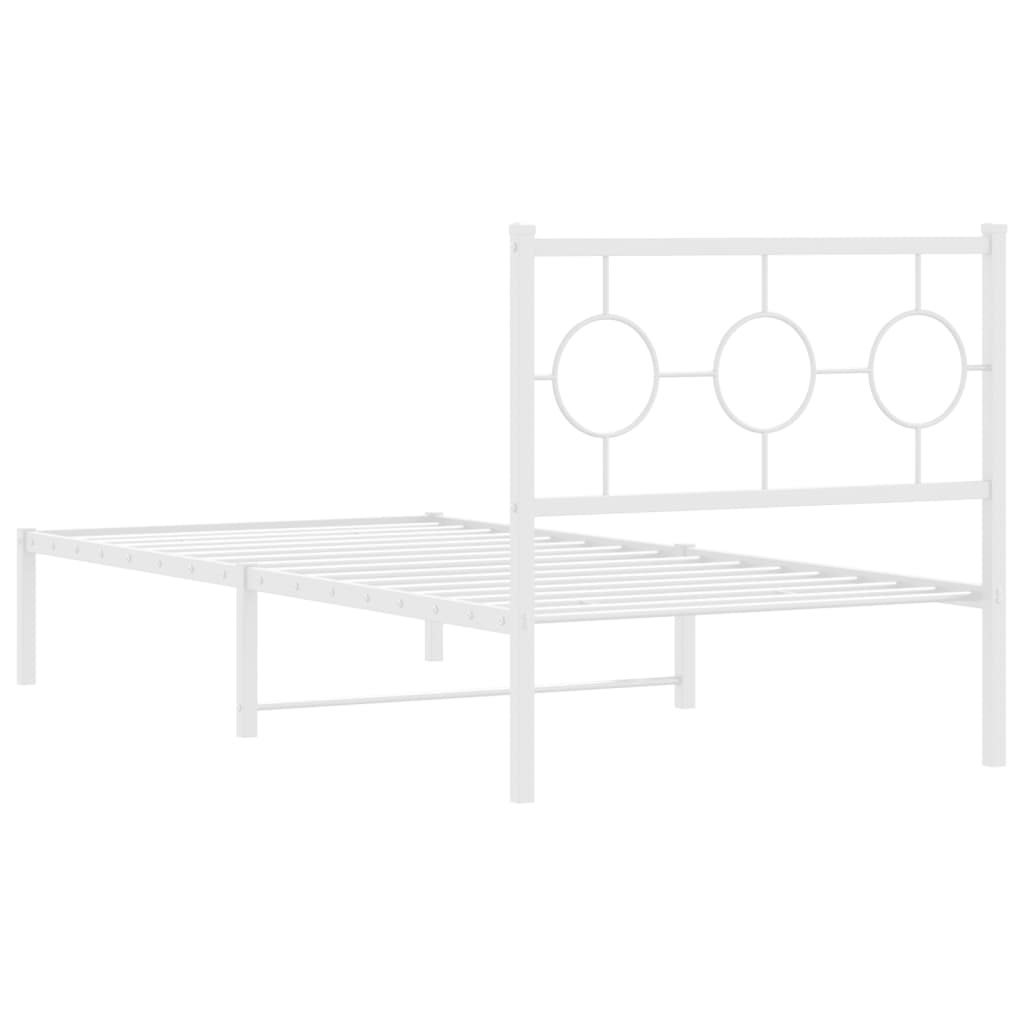 Metal Bed Frame without Mattress with Headboard White 90x200cm