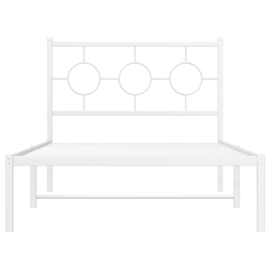 Metal Bed Frame without Mattress with Headboard White 100x190cm