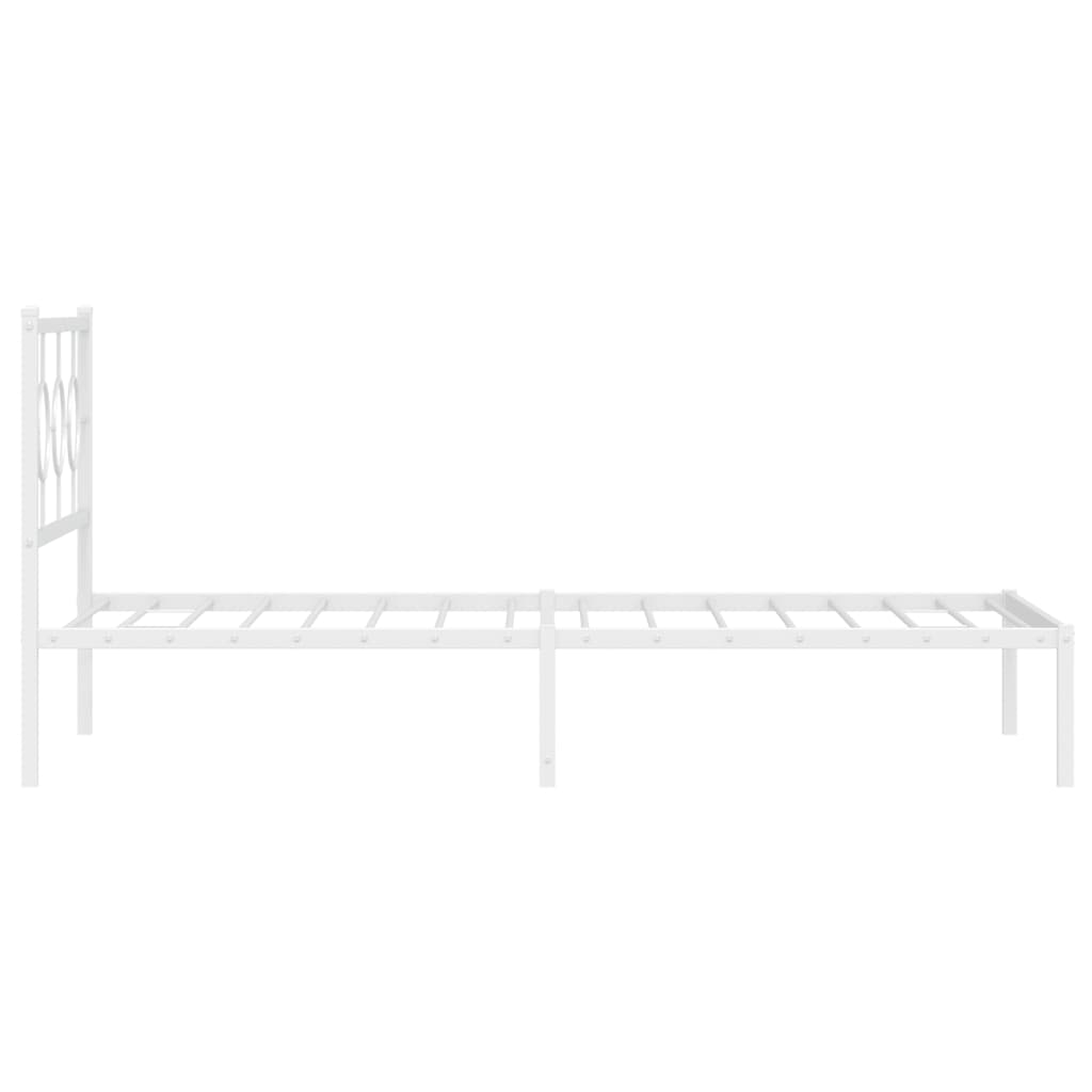 Metal Bed Frame without Mattress with Headboard White 107x203cm