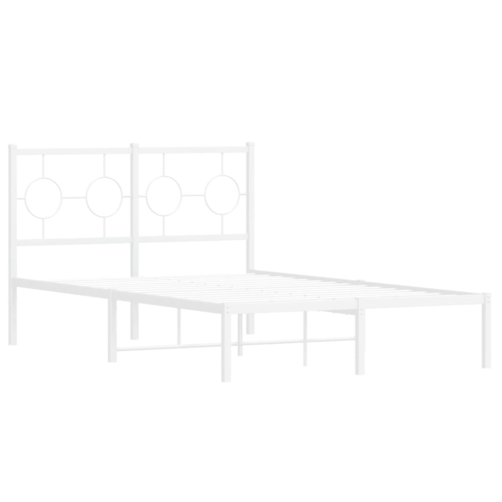 Metal Bed Frame without Mattress with Headboard White 120x190cm