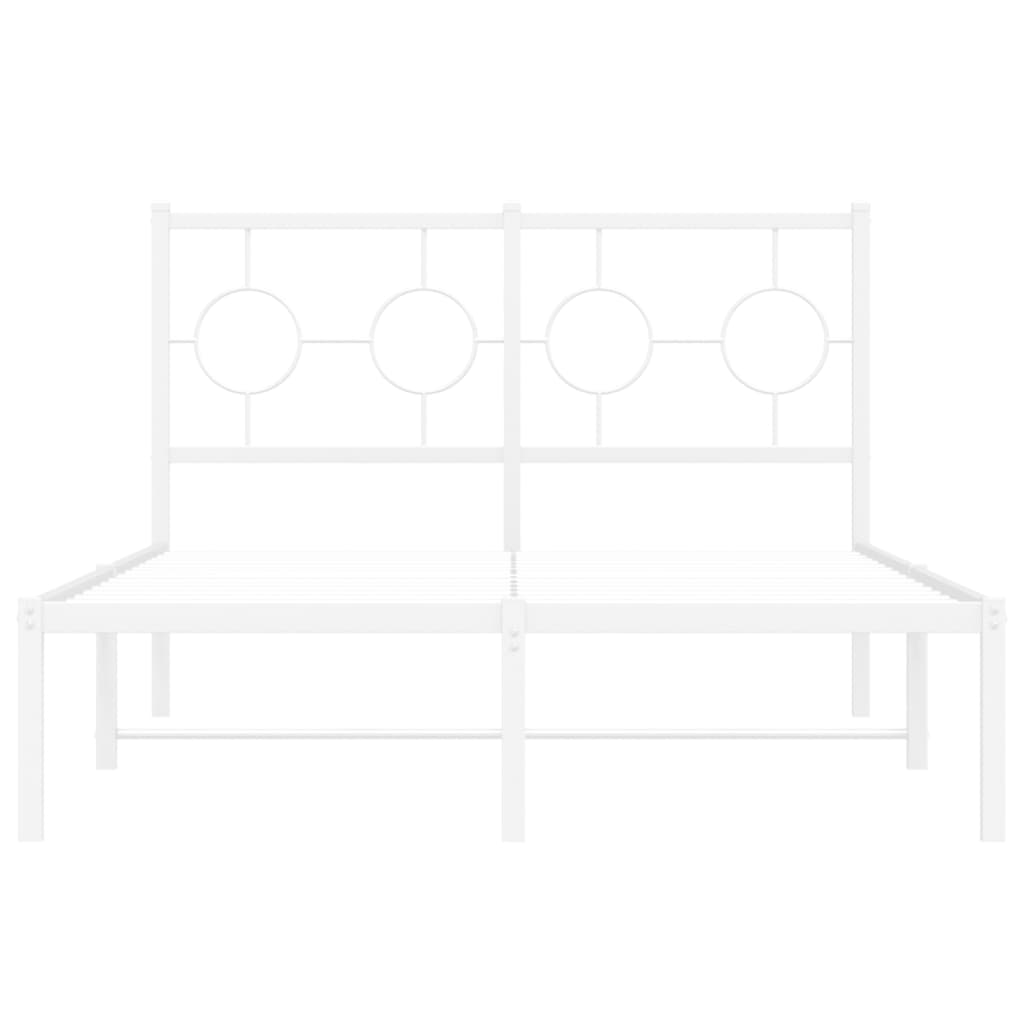 Metal Bed Frame without Mattress with Headboard White 120x190cm
