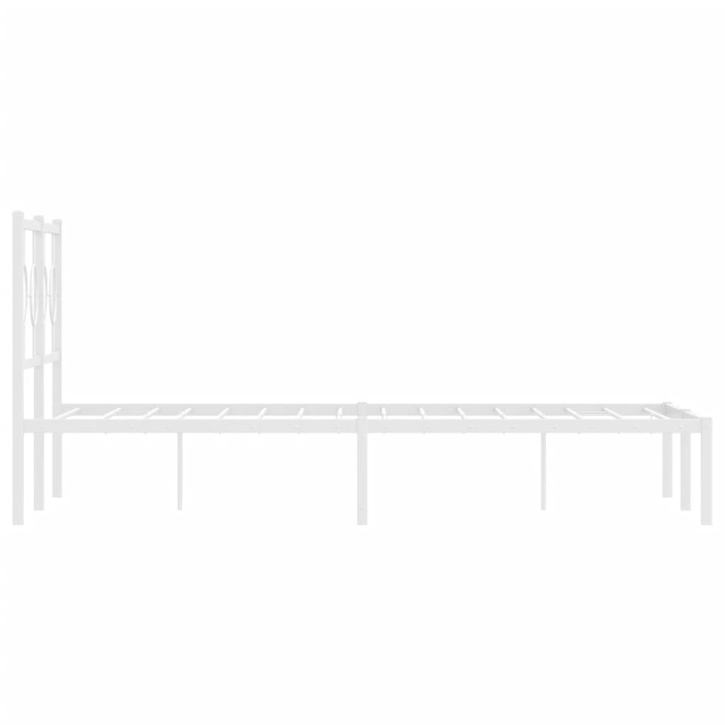 Metal Bed Frame without Mattress with Headboard White 120x190cm