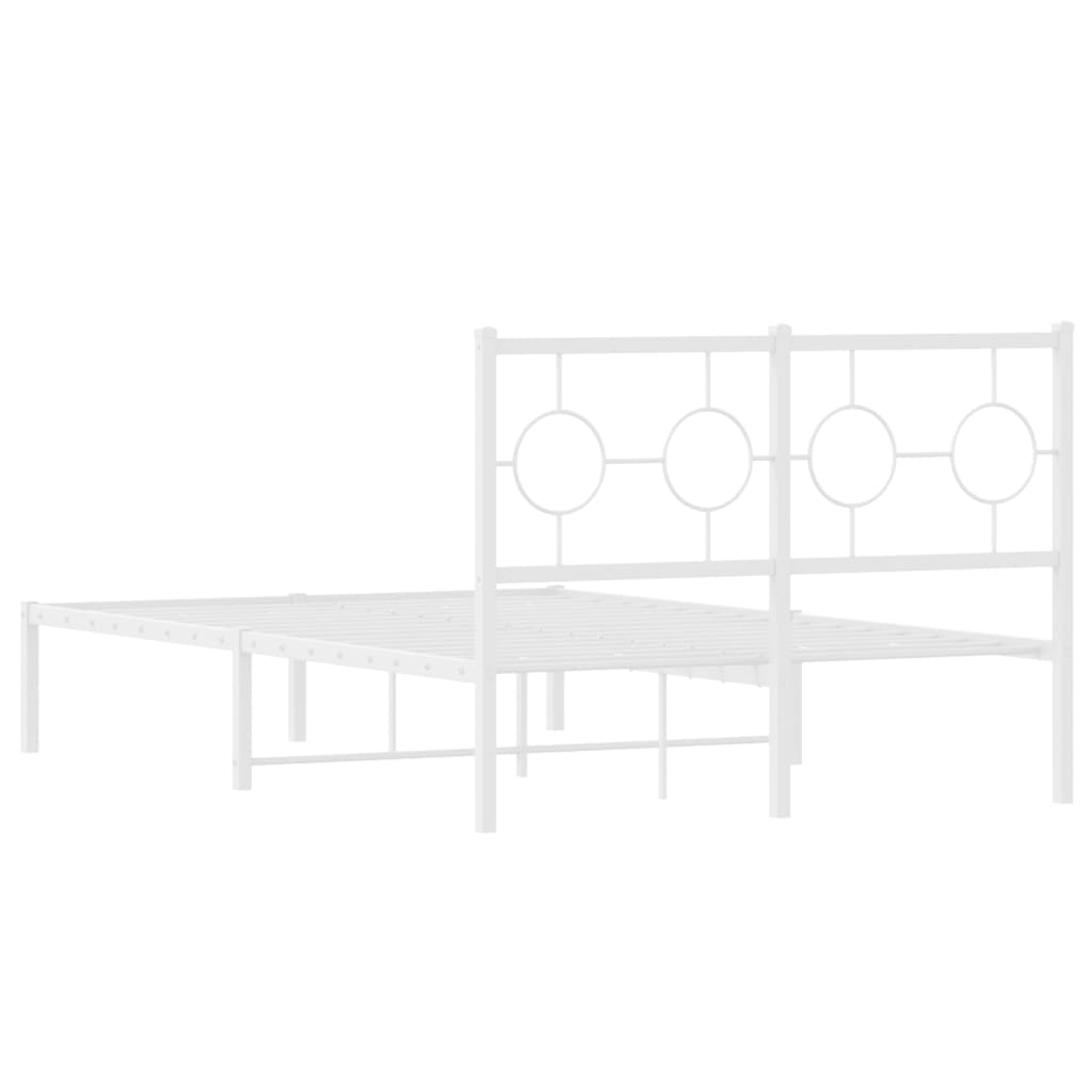 Metal Bed Frame without Mattress with Headboard White 120x190cm