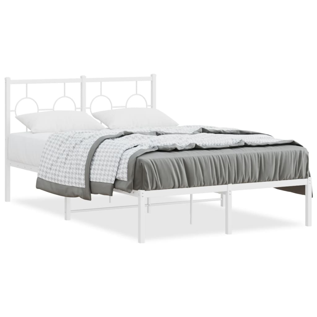 Metal Bed Frame without Mattress with Headboard White 120x200cm