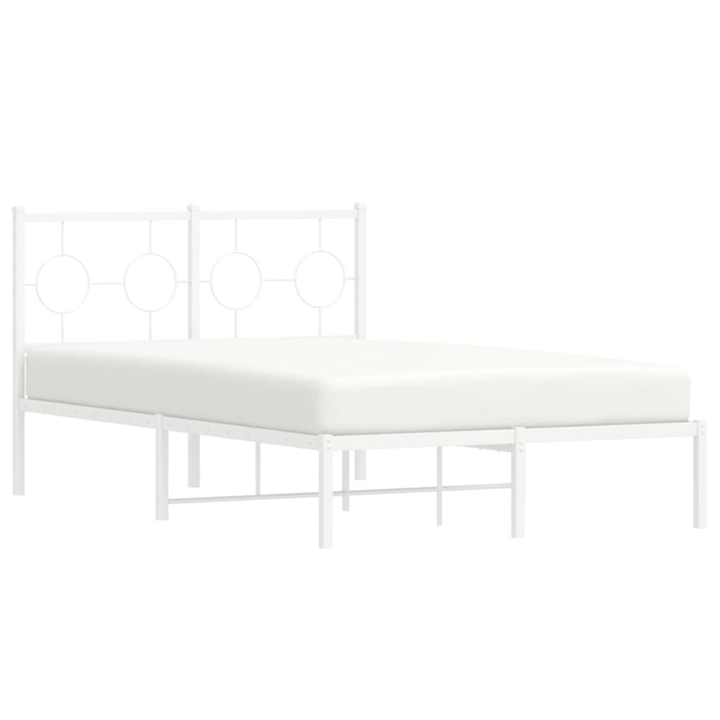Metal Bed Frame without Mattress with Headboard White 120x200cm