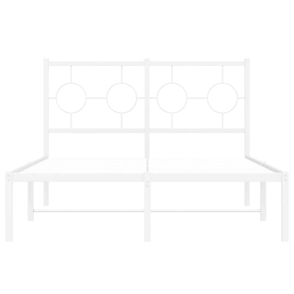 Metal Bed Frame without Mattress with Headboard White 120x200cm