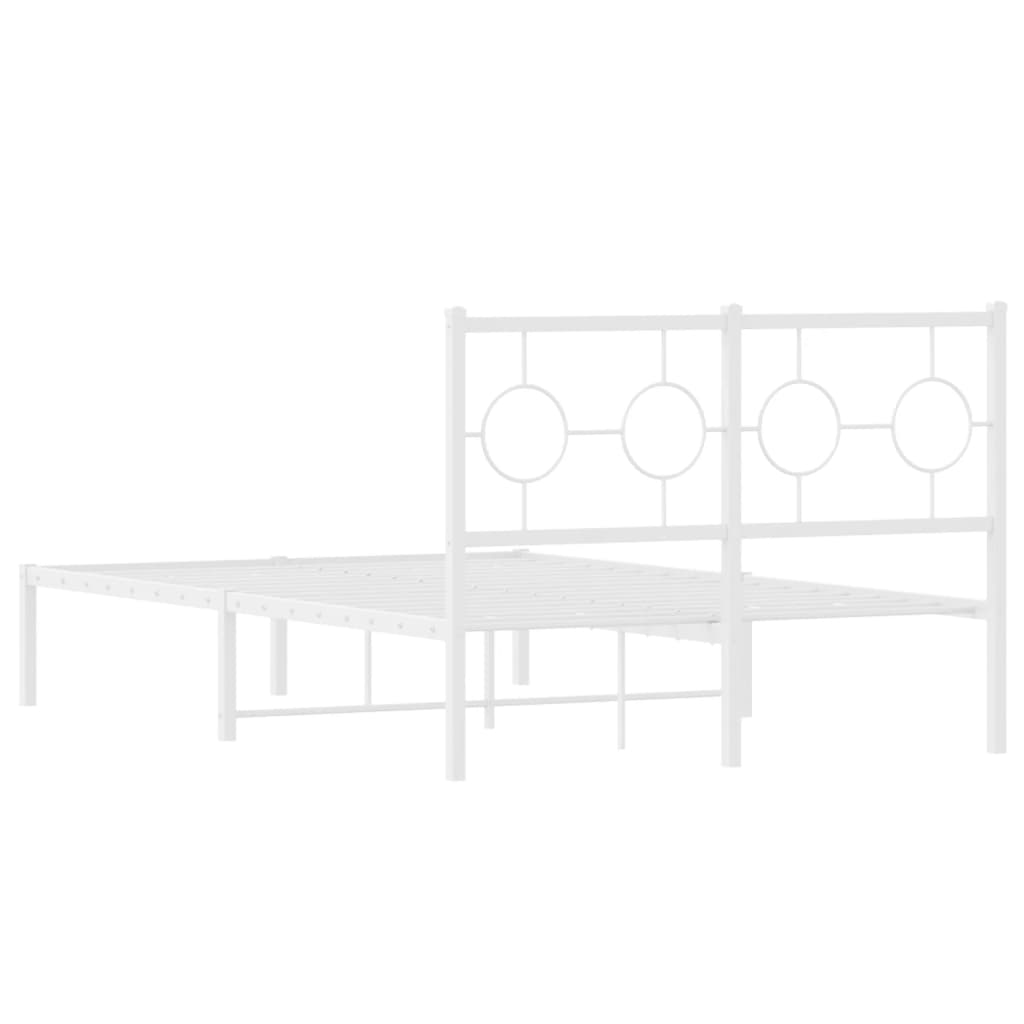 Metal Bed Frame without Mattress with Headboard White 120x200cm