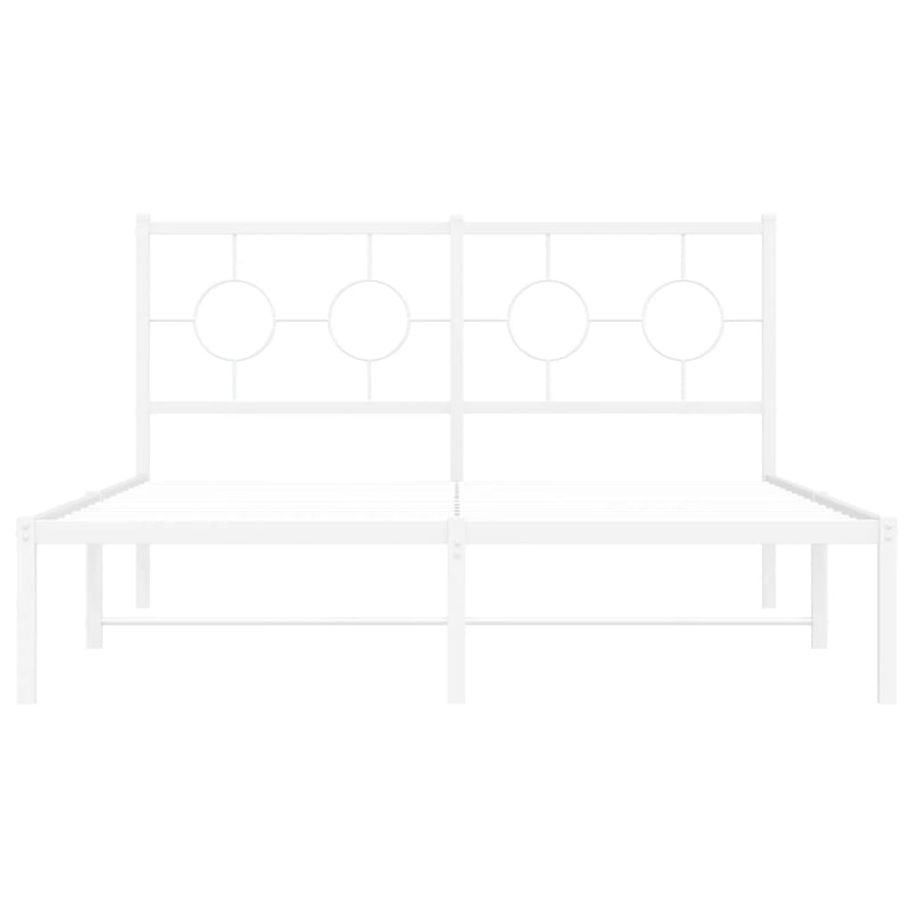 Metal Bed Frame without Mattress with Headboard White 135x190cm