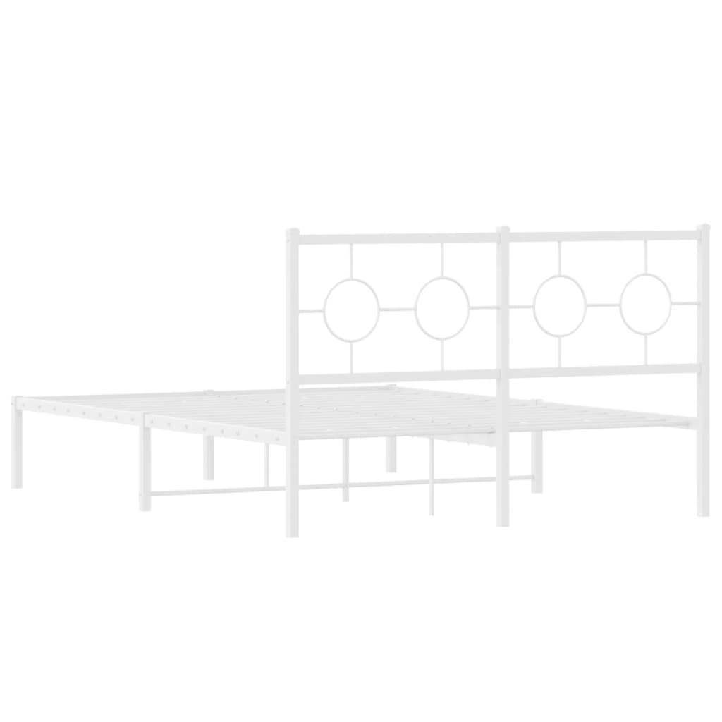 Metal Bed Frame without Mattress with Headboard White 135x190cm