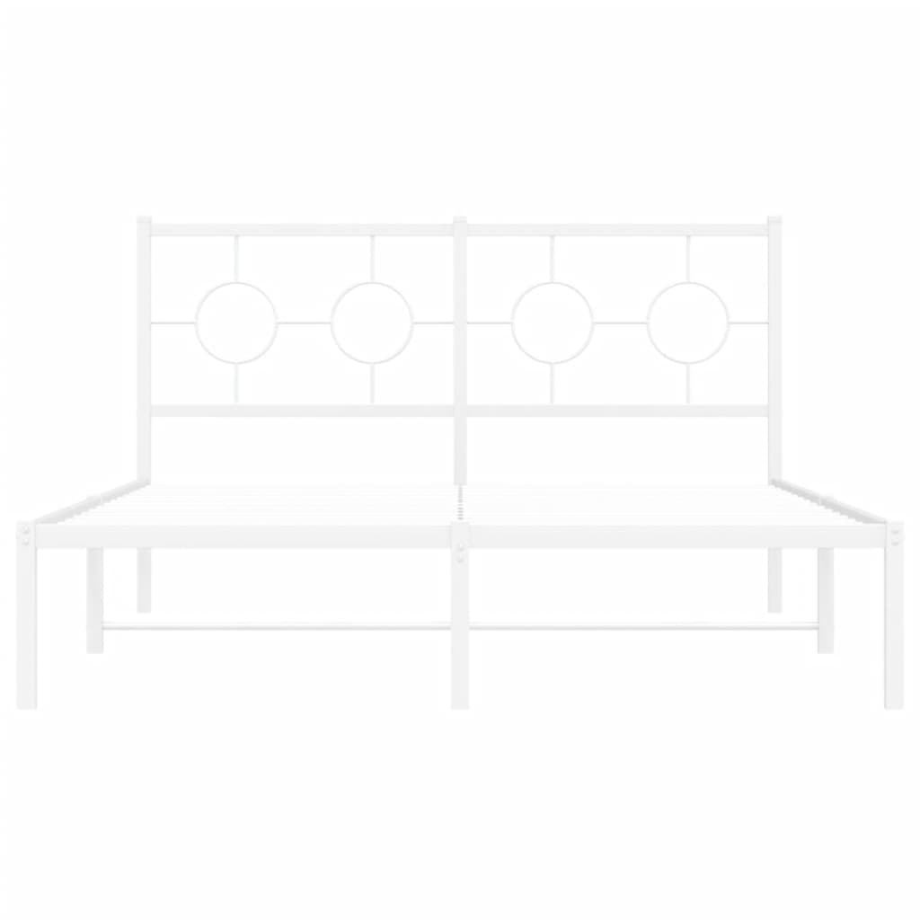 Metal Bed Frame without Mattress with Headboard White 140x190cm