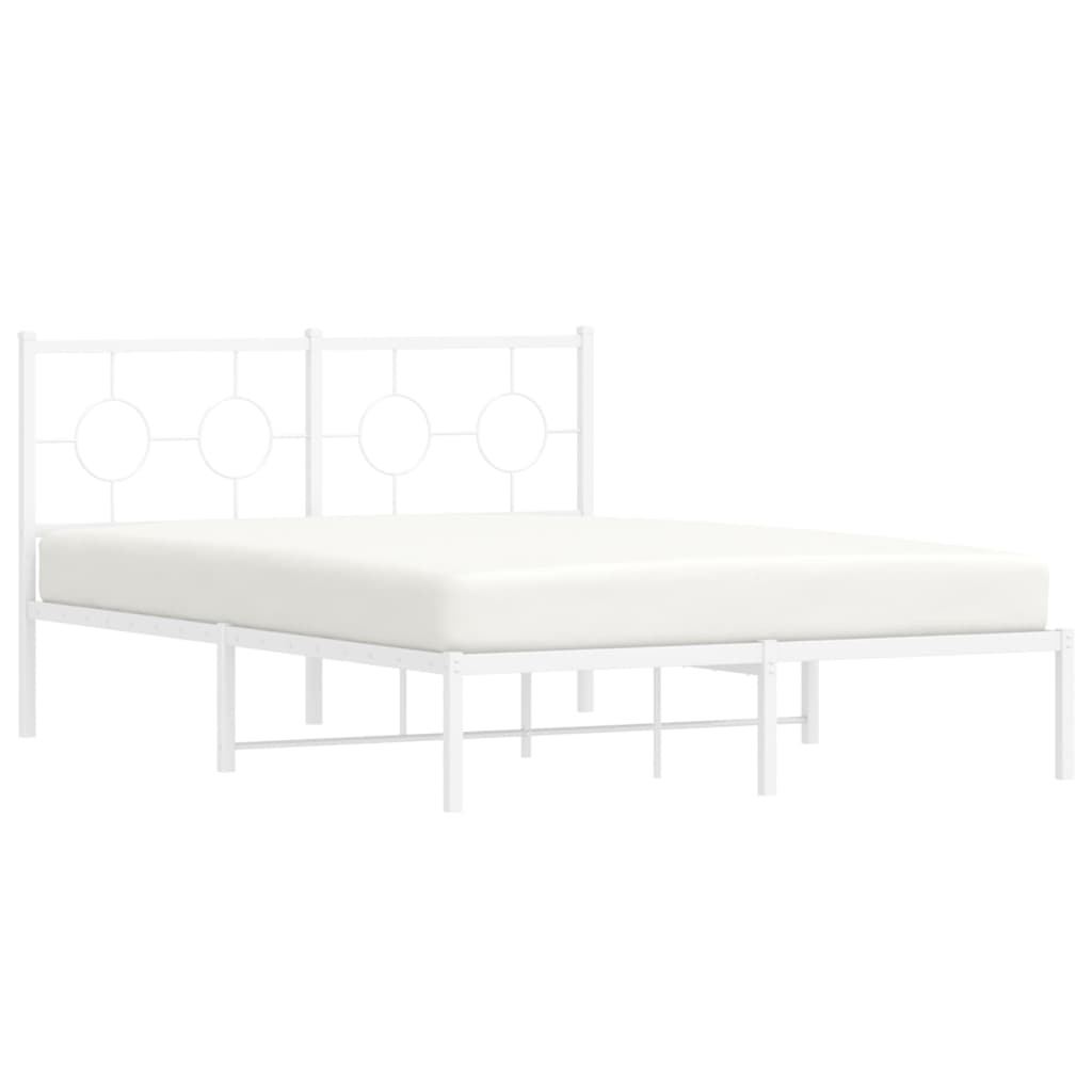 Metal Bed Frame without Mattress with Headboard White 140x200cm