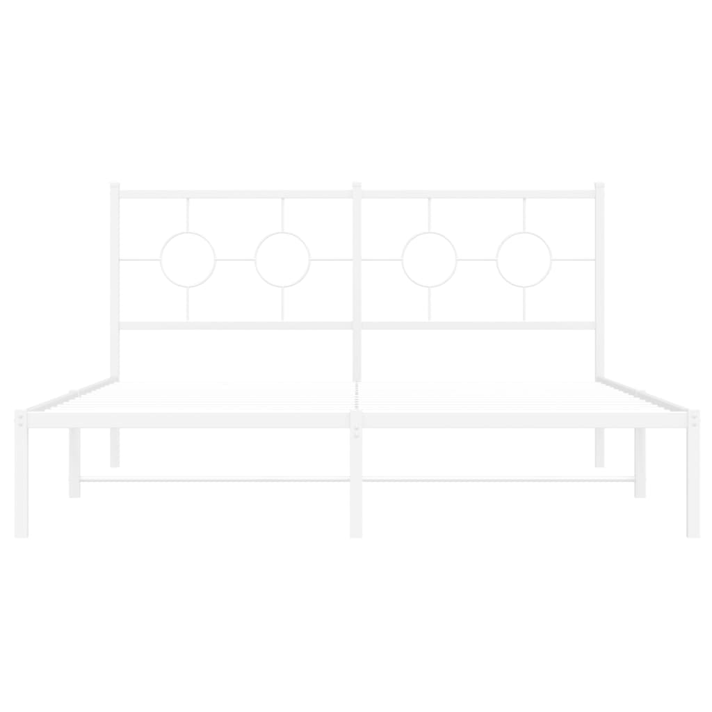 Metal Bed Frame without Mattress with Headboard White 150x200cm