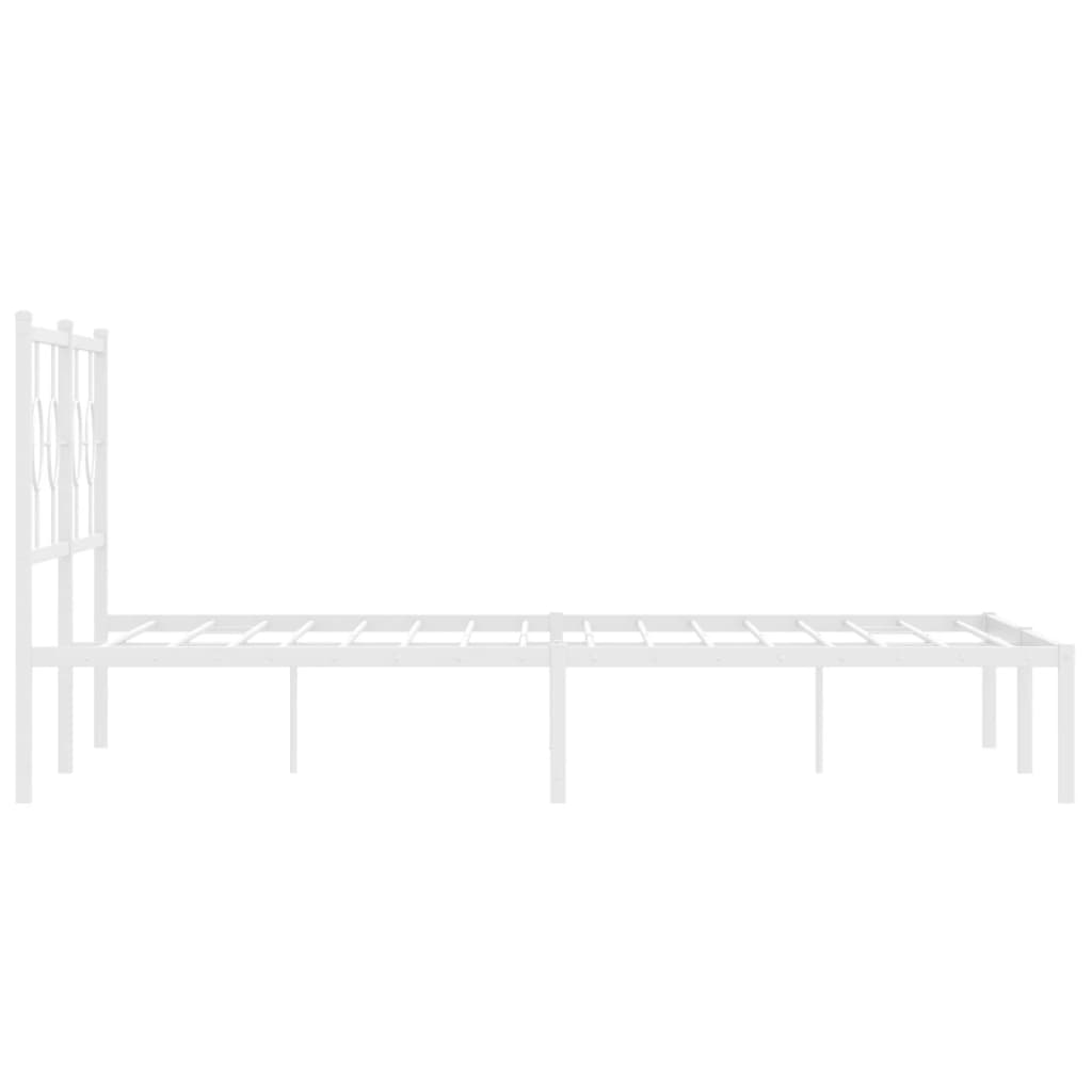 Metal Bed Frame without Mattress with Headboard White 150x200cm