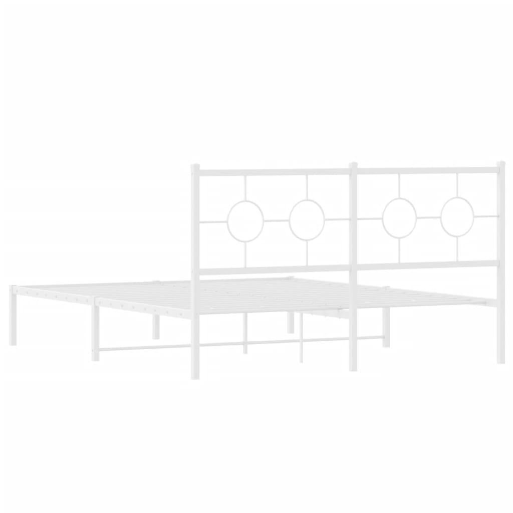 Metal Bed Frame without Mattress with Headboard White 150x200cm