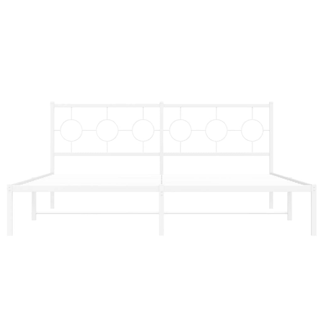 Metal Bed Frame without Mattress with Headboard White 183x213cm