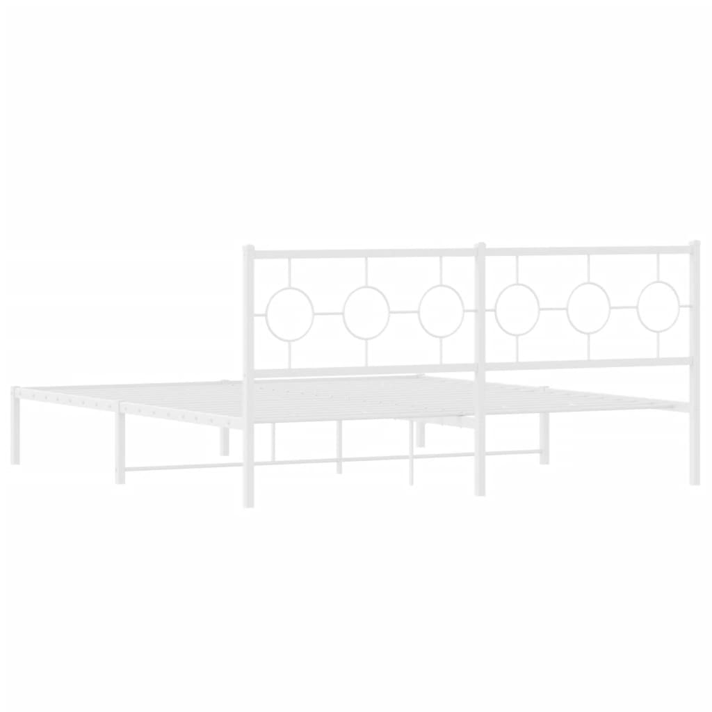 Metal Bed Frame without Mattress with Headboard White 183x213cm