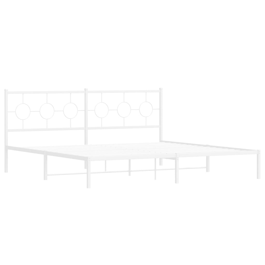 Metal Bed Frame without Mattress with Headboard White 193x203cm