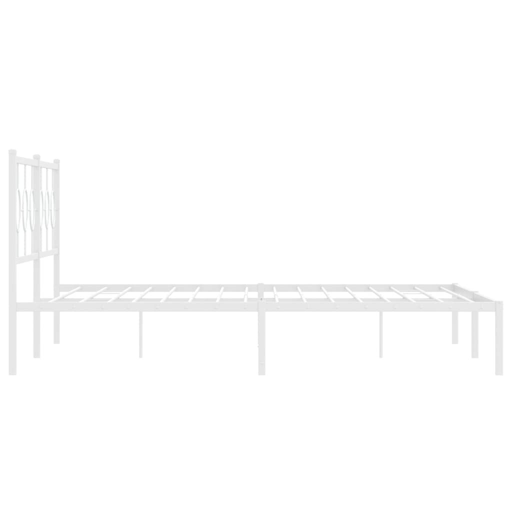 Metal Bed Frame without Mattress with Headboard White 193x203cm