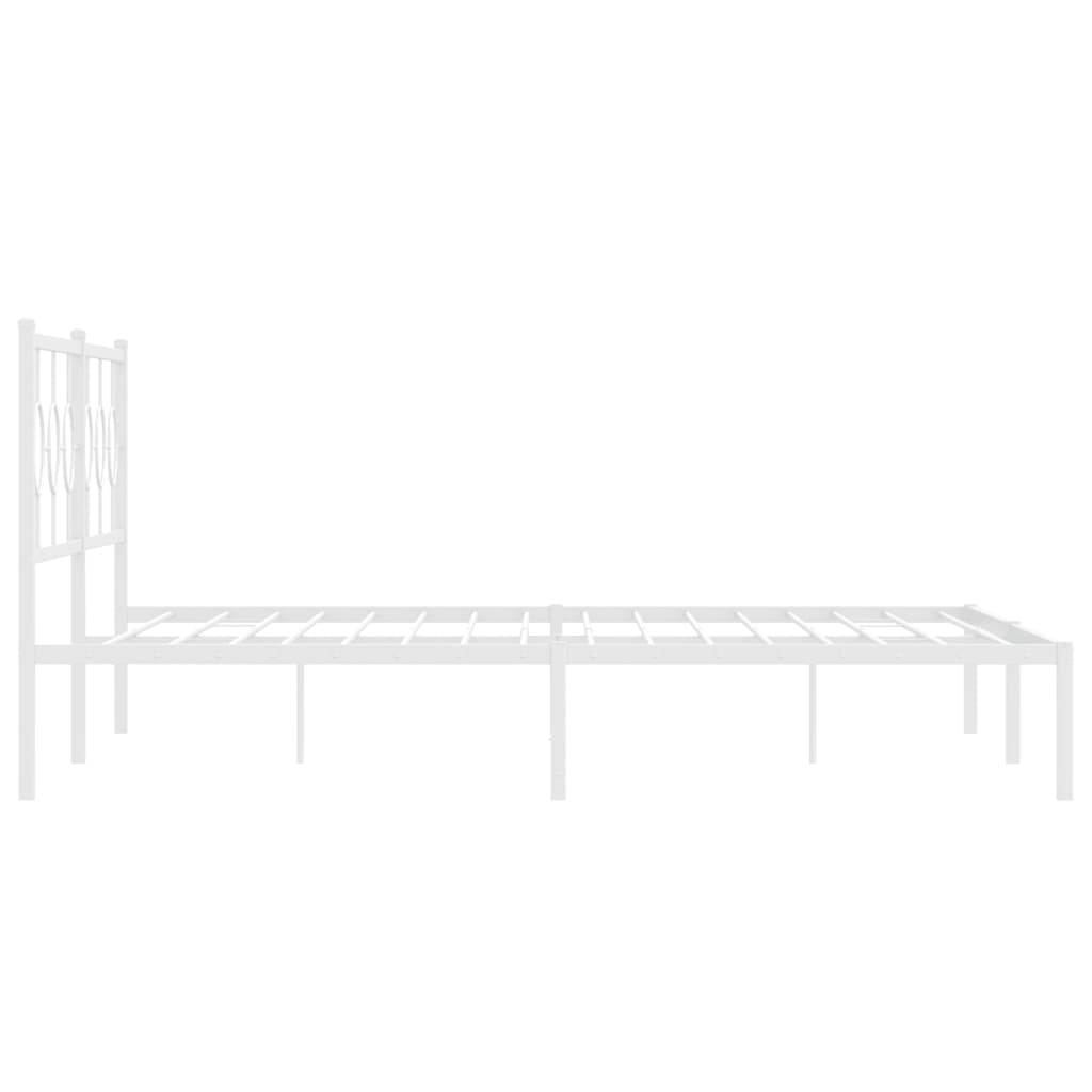 Metal Bed Frame without Mattress with Headboard White 200x200cm