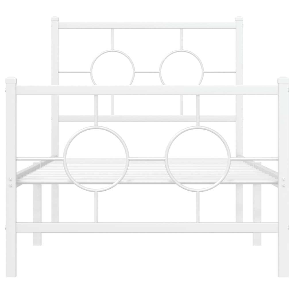 Metal Bed Frame without Mattress with Footboard White 80x200cm