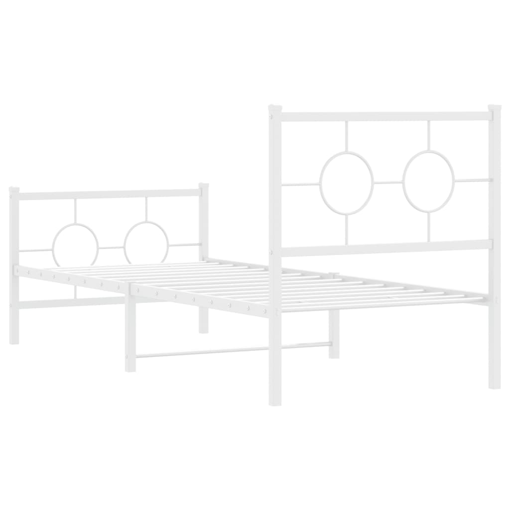 Metal Bed Frame without Mattress with Footboard White 80x200cm