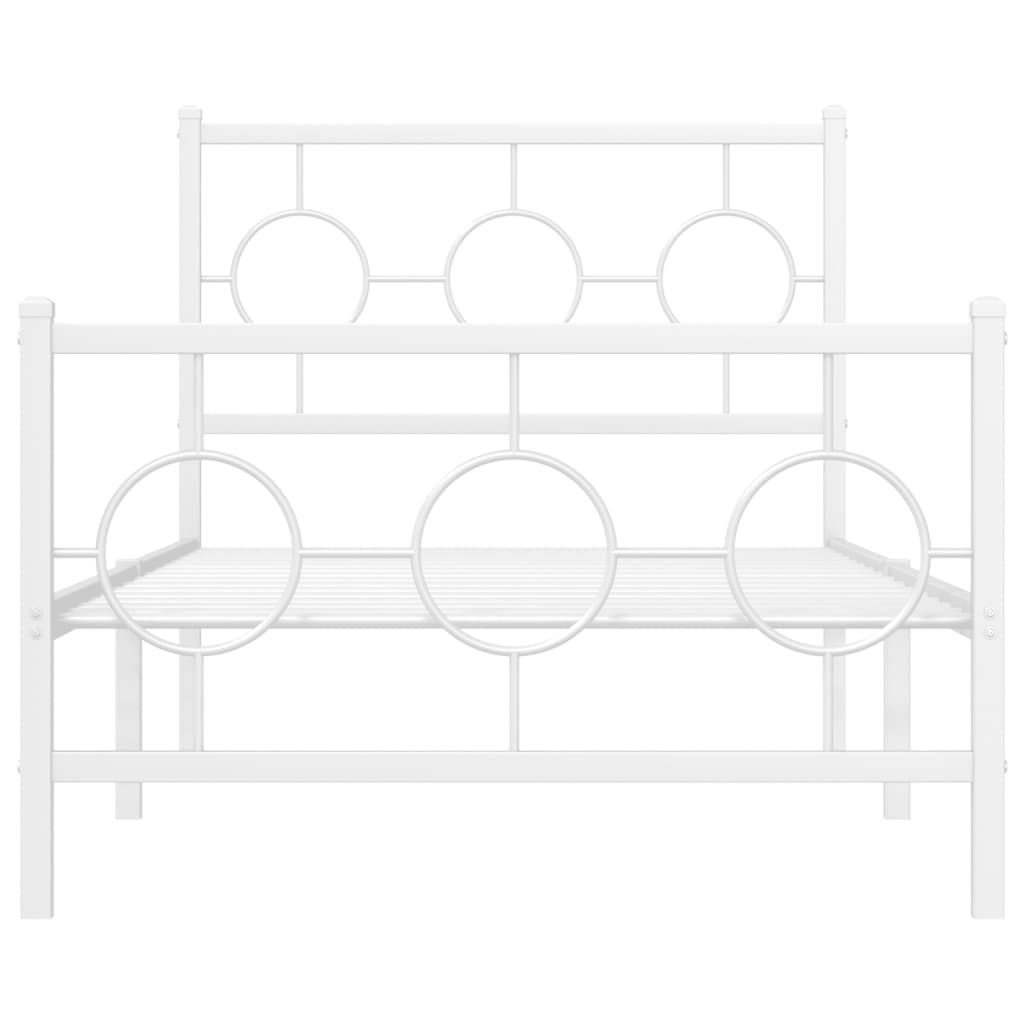 Metal Bed Frame without Mattress with Footboard White 90x190cm