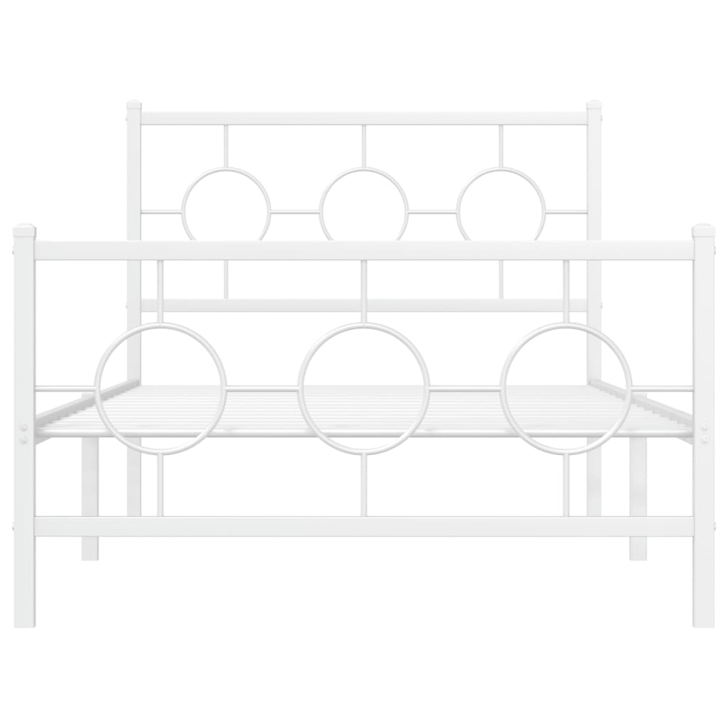 Metal Bed Frame without Mattress with Footboard White 100x190cm