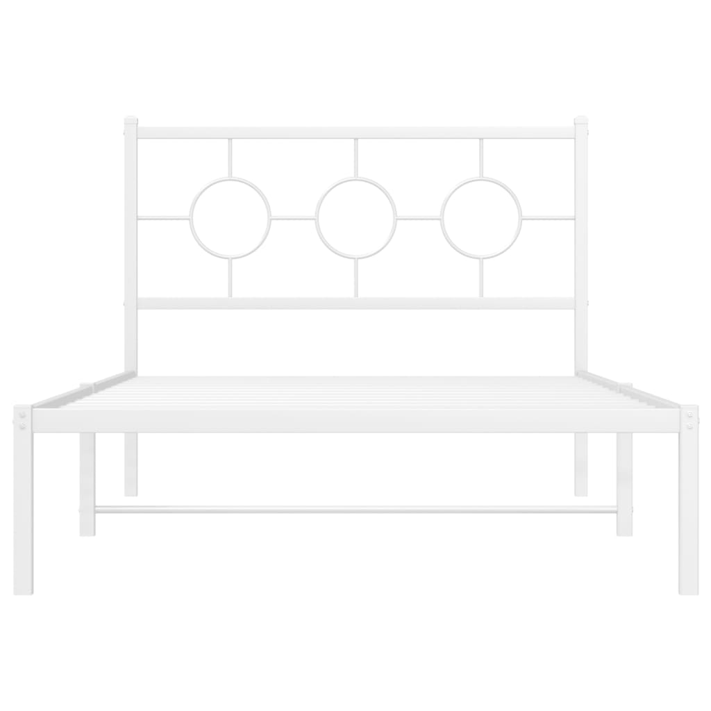Metal Bed Frame without Mattress with Footboard White 107x203cm