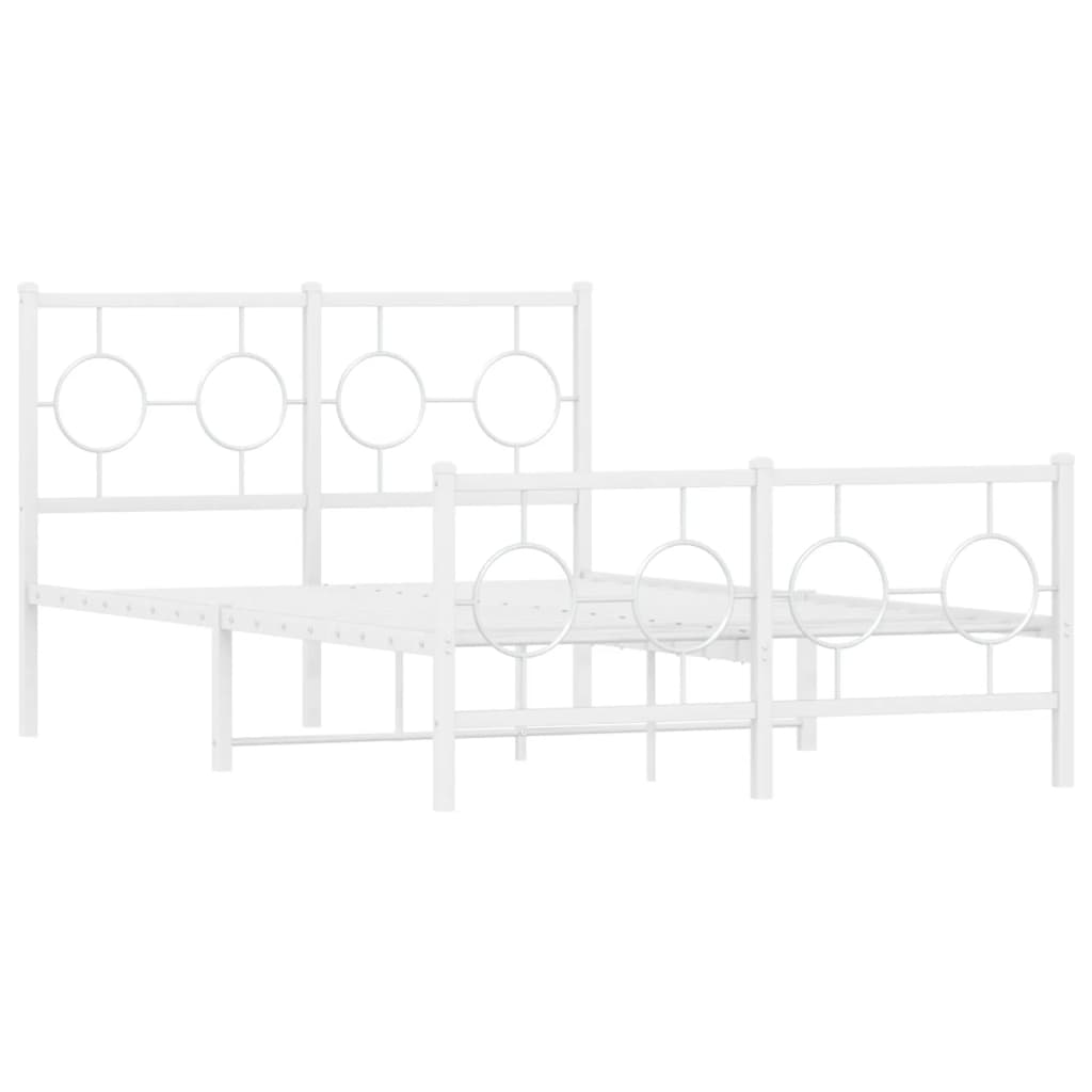 Metal Bed Frame without Mattress with Footboard White 120x190cm