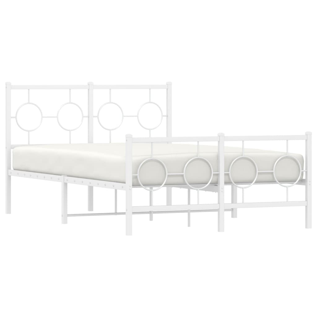Metal Bed Frame without Mattress with Footboard White 120x190cm