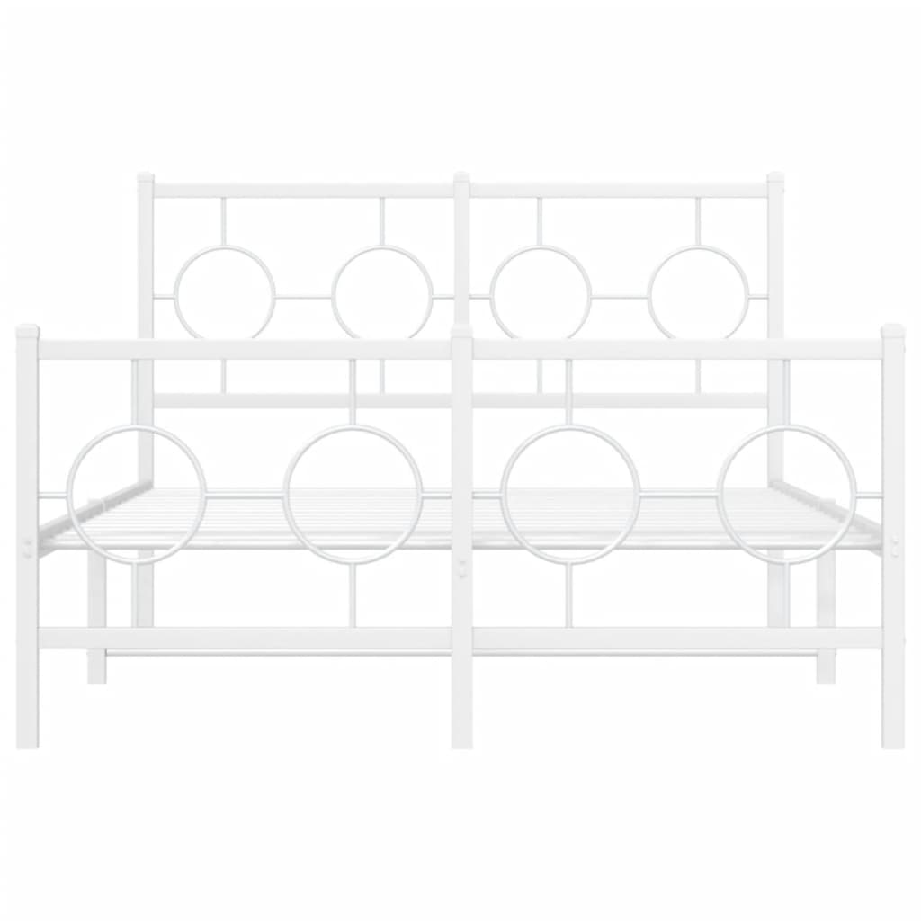 Metal Bed Frame without Mattress with Footboard White 120x190cm