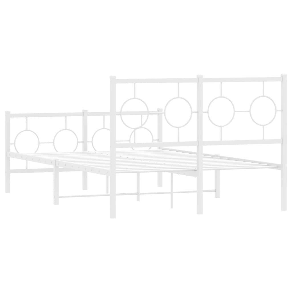 Metal Bed Frame without Mattress with Footboard White 120x190cm