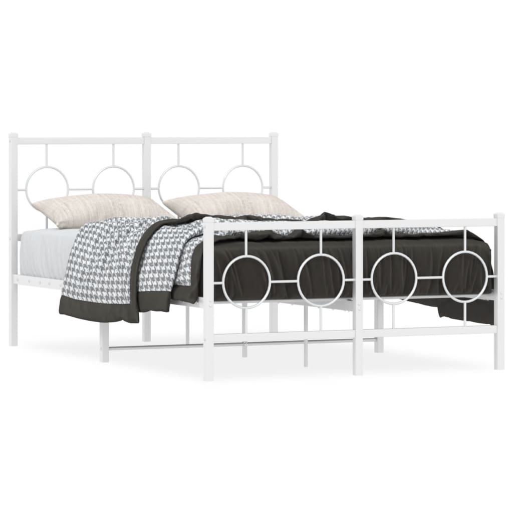Metal Bed Frame without Mattress with Footboard White 120x200cm