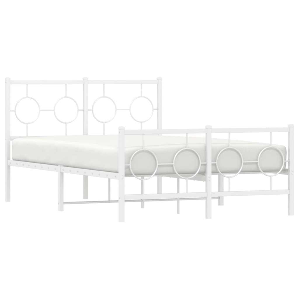 Metal Bed Frame without Mattress with Footboard White 120x200cm