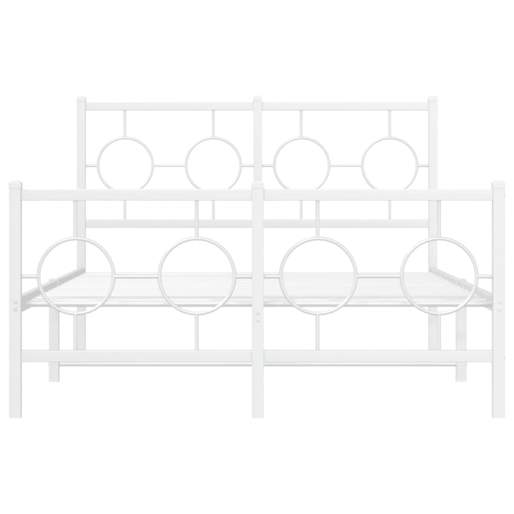 Metal Bed Frame without Mattress with Footboard White 120x200cm