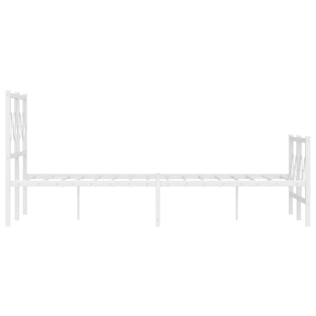 Metal Bed Frame without Mattress with Footboard White 120x200cm