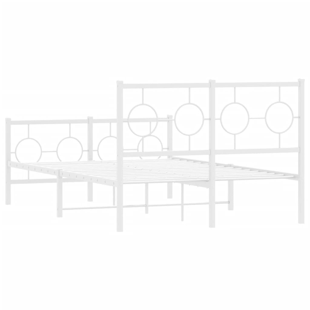 Metal Bed Frame without Mattress with Footboard White 120x200cm