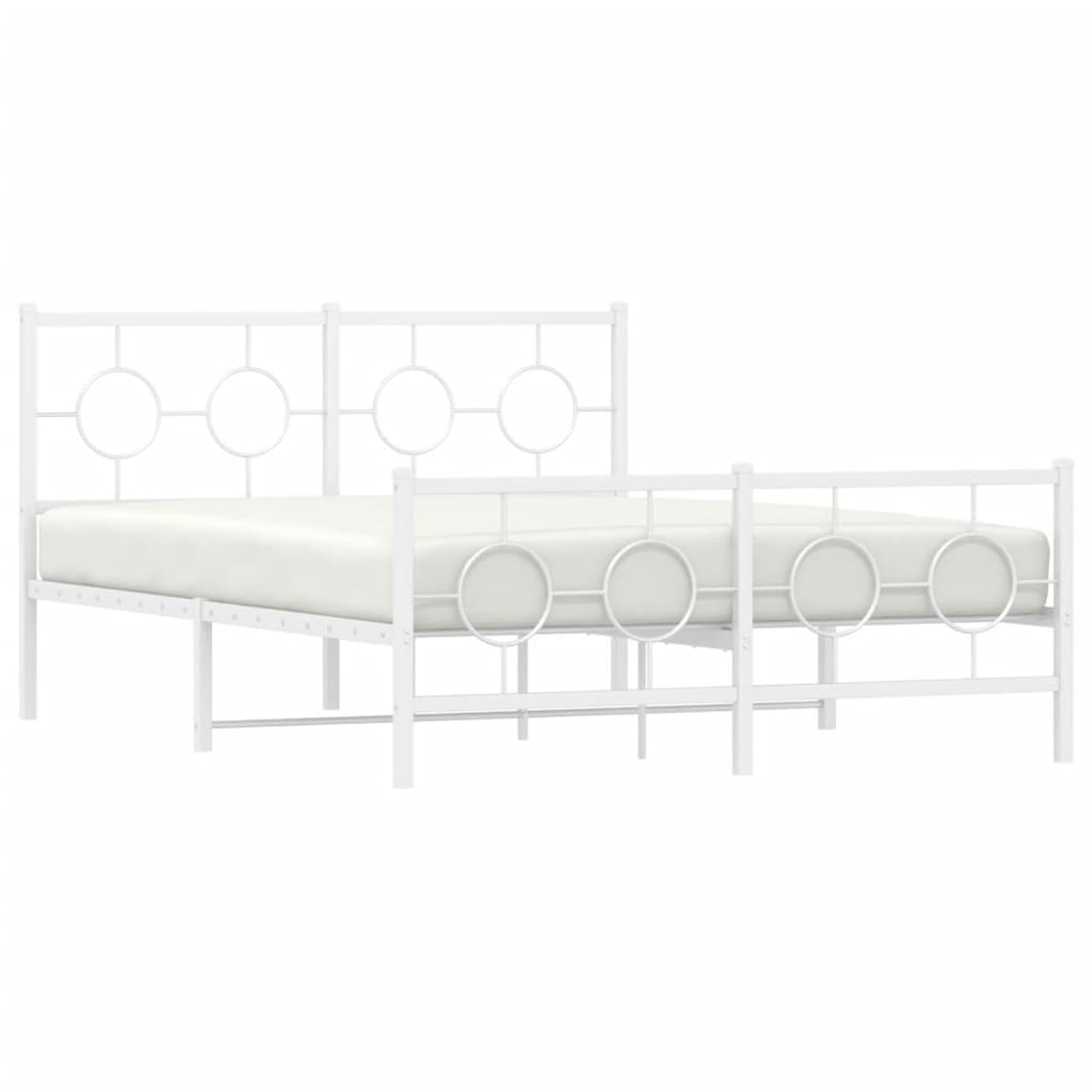 Metal Bed Frame without Mattress with Footboard White 140x200cm