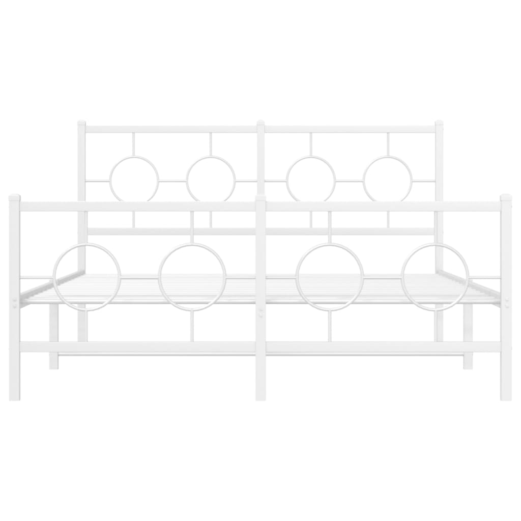 Metal Bed Frame without Mattress with Footboard White 140x200cm
