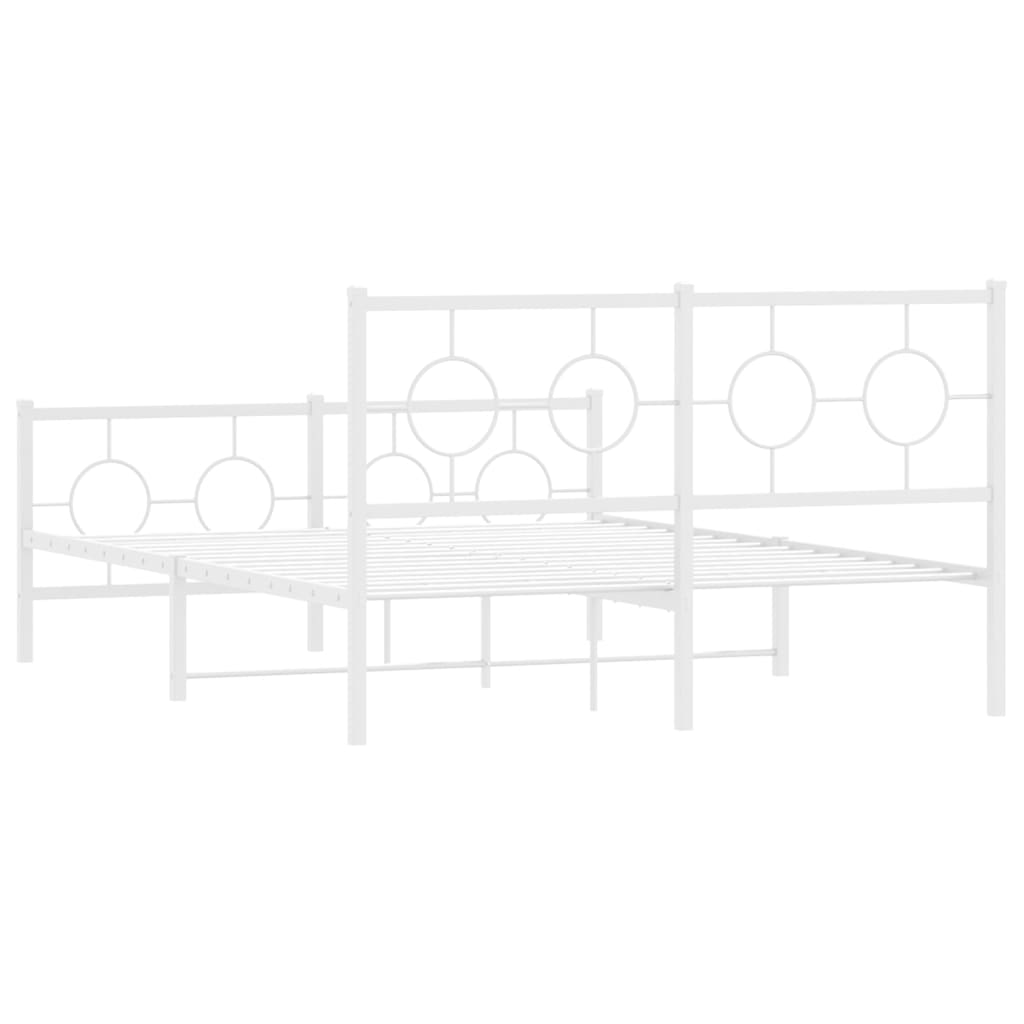 Metal Bed Frame without Mattress with Footboard White 140x200cm