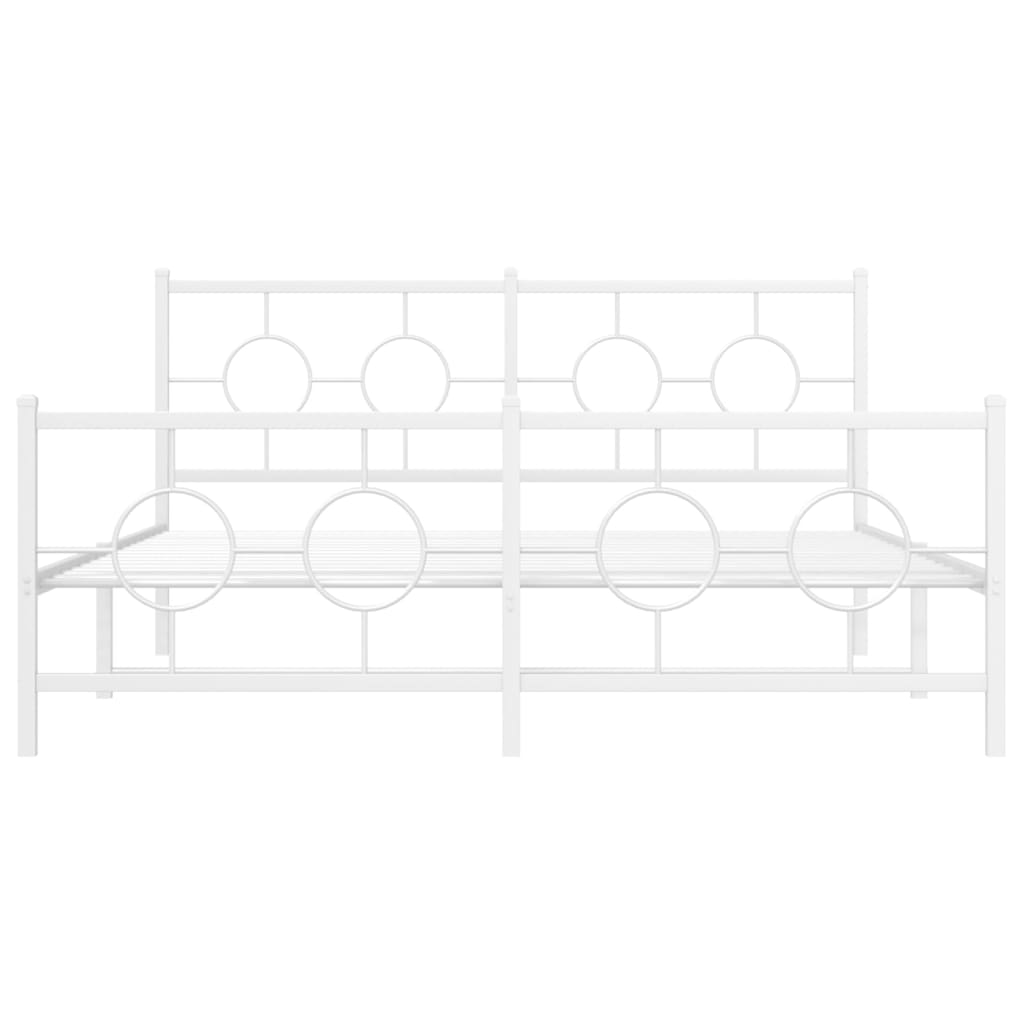 Metal Bed Frame without Mattress with Footboard White 160x200cm