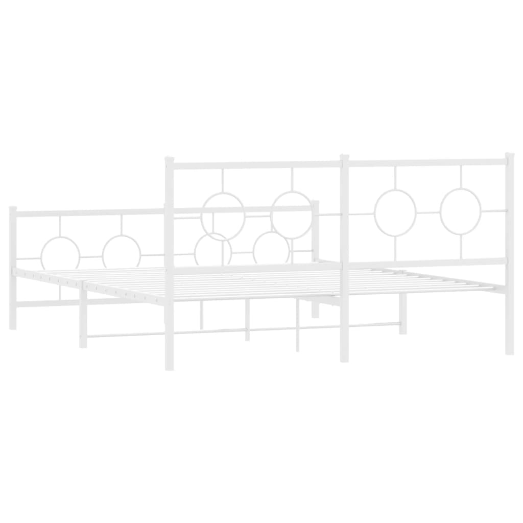 Metal Bed Frame without Mattress with Footboard White 160x200cm