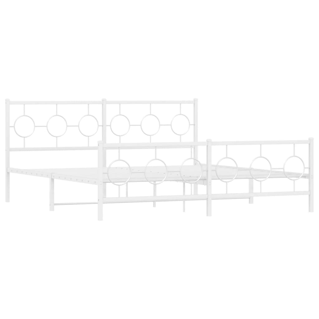 Metal Bed Frame without Mattress with Footboard White 180x200cm