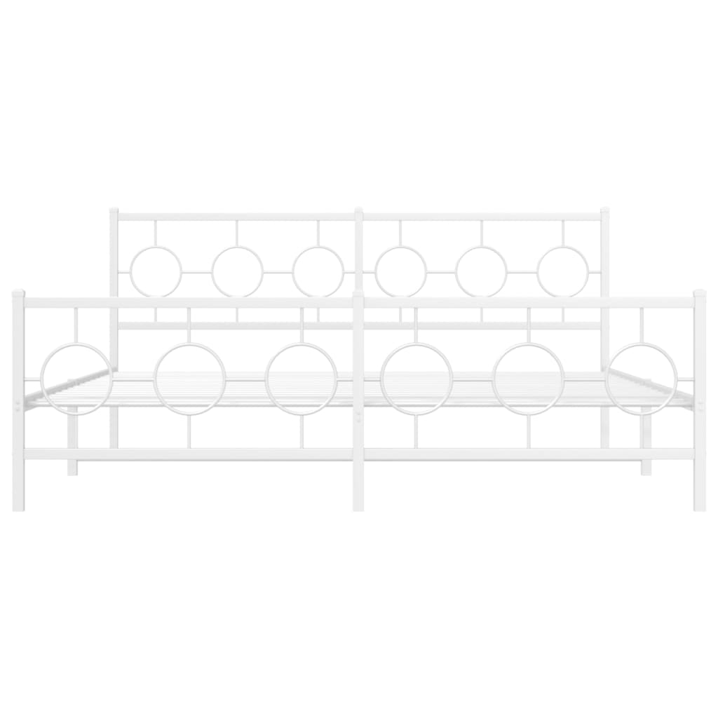 Metal Bed Frame without Mattress with Footboard White 180x200cm